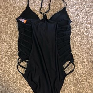 One piece sexy black swim suit